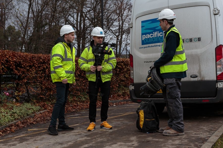 trainee surveyor Michael Burke and apprentice joiner Ryan Gallacher are spotted being filmed at McDonald's in Dumbarton