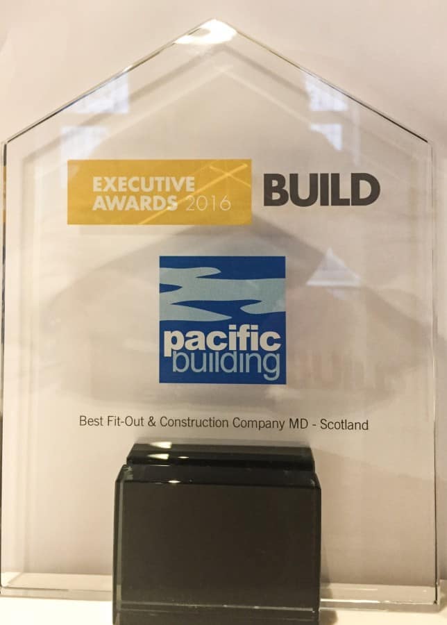 Build Magazine Executive Awards 2016. We scooped the Best Fit-out and Construction Company MD Scotland Brian Gallacher